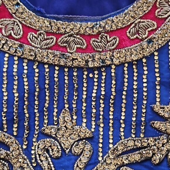 Indian Ladies Straight Kurta Dress With Long Sleeves Size Medium/Small Royal Blu - Picture 16 of 16